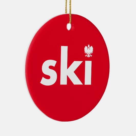 Ski Poland Achternaam kerstversiering Keramisch Ornament (Rechts)