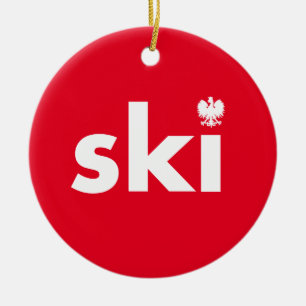Ski Poland Achternaam kerstversiering Keramisch Ornament