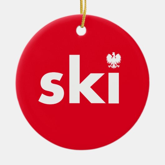 Ski Poland Achternaam kerstversiering Keramisch Ornament (Voorkant)