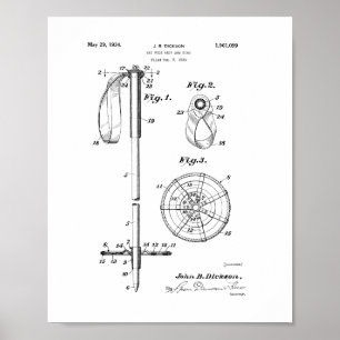 Ski Pole Grip and Ring Patent Poster