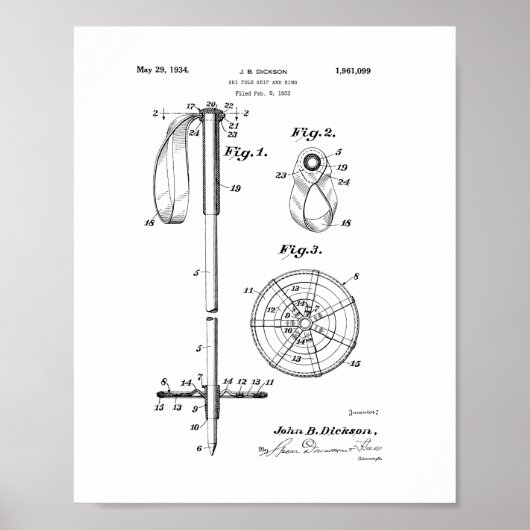 Ski Pole Grip and Ring Patent Poster (Voorkant)