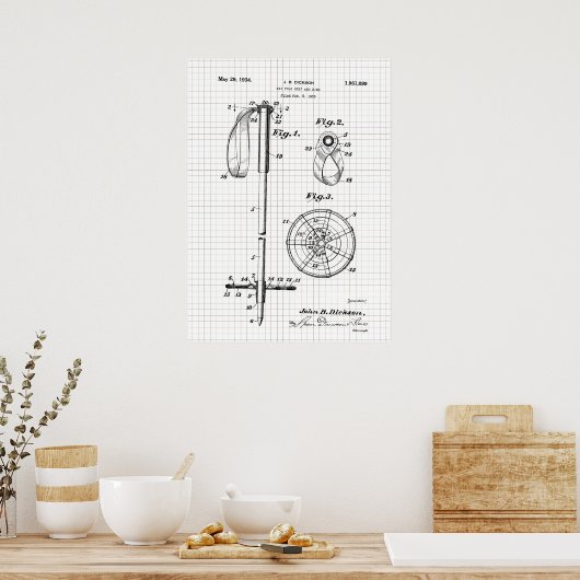  Ski Pole-octrooi Poster (Keuken)