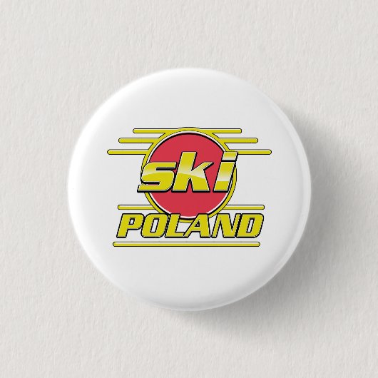 Ski Polen 80s logo Ronde Button 3,2 Cm (Voorkant)
