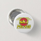 Ski Polen 80s logo Ronde Button 3,2 Cm (Voorkant /achterkant)
