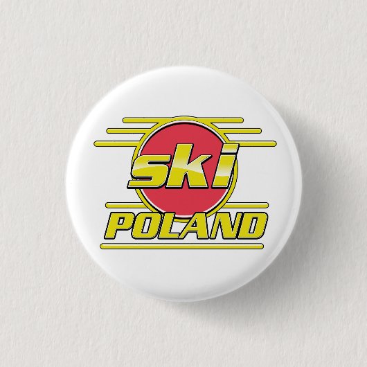 Ski Polen 80s logo Ronde Button 3,2 Cm (Voorkant)