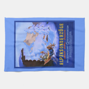  Ski poster, Alpensonderzuge, Duitsland Theedoek