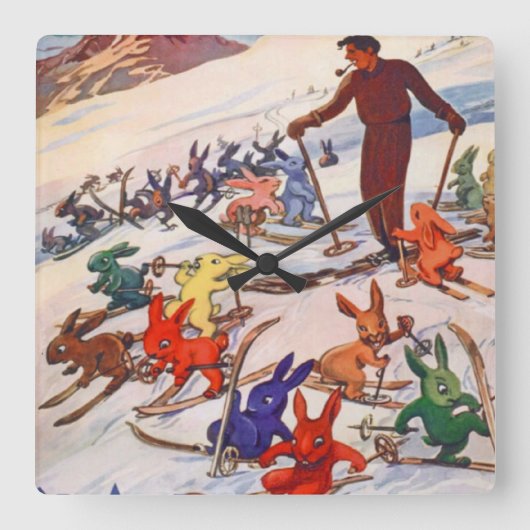  Ski Poster, Arlberg, St Anton Vierkante Klok (Voorkant)