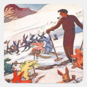 Ski Poster, Arlberg, St Anton Vierkante Sticker