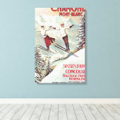  Ski Poster, Chamonix Mont Blanc Canvas Afdruk (Insitu (Houten vloer))