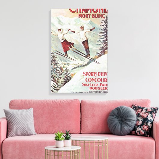  Ski Poster, Chamonix Mont Blanc Canvas Afdruk (Insitu (Woonkamer))