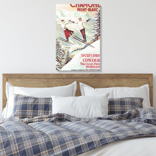  Ski Poster, Chamonix Mont Blanc Canvas Afdruk (Insitu (Slaapkamer))