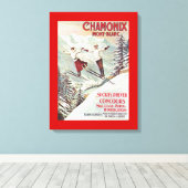  Ski Poster, Chamonix Mont Blanc Canvas Afdruk (Insitu (Houten vloer))