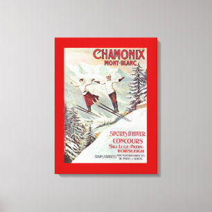  Ski Poster, Chamonix Mont Blanc Canvas Afdruk