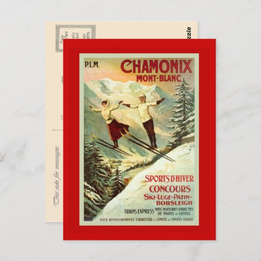 Ski Poster, Chamonix, Mt Blanc Briefkaart (Voorkant / Achterkant)