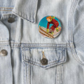  ski-poster, dame skicjumper ronde button 5,7 cm (In situ)