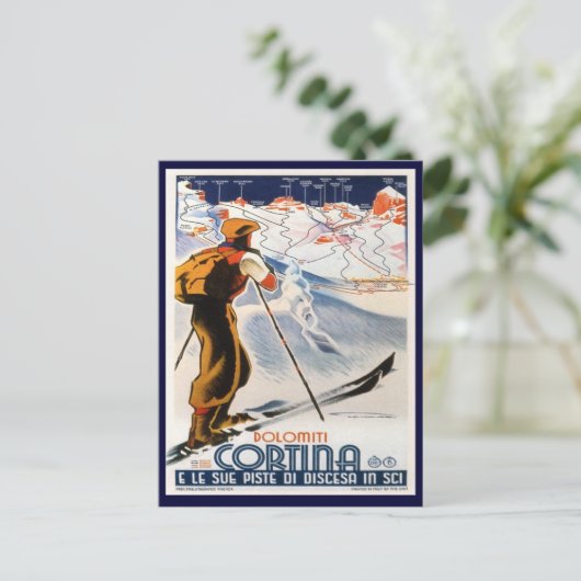  Ski-Poster,    Dolomites, Cortina Briefkaart (Staand voorkant)