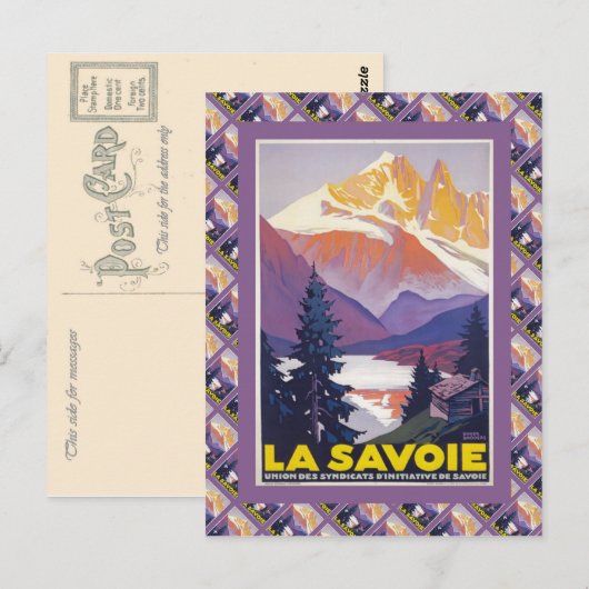  Ski Poster, Frankrijk, La Savoie; Briefkaart (Voorkant / Achterkant)