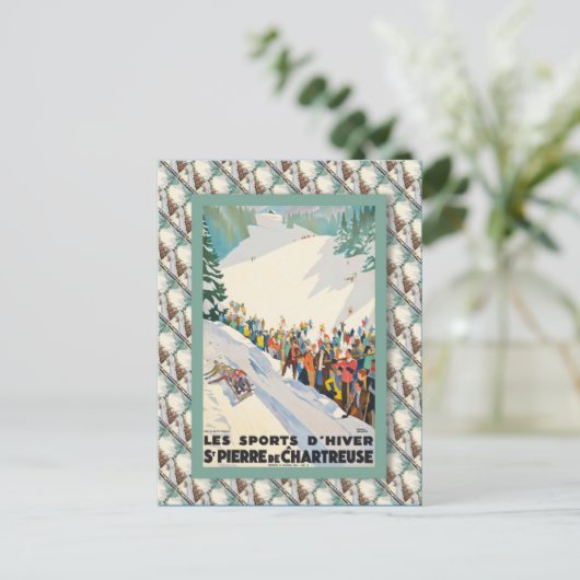  Ski Poster, Frankrijk, Saint Pierre de Chartreuse Briefkaart (Staand voorkant)