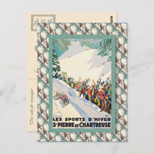  Ski Poster, Frankrijk, Saint Pierre de Chartreuse Briefkaart (Voorkant / Achterkant)