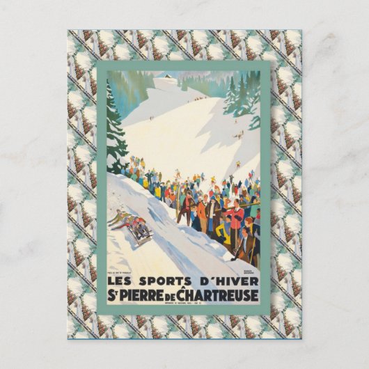 Ski Poster, Frankrijk, Saint Pierre de Chartreuse Briefkaart (Voorkant)