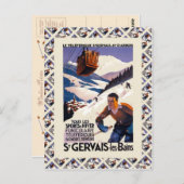  Ski Poster, Frankrijk, St Gervais les Bains Briefkaart (Voorkant / Achterkant)