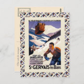  Ski Poster, Frankrijk, St Gervais les Bains Briefkaart (Voorkant / Achterkant)
