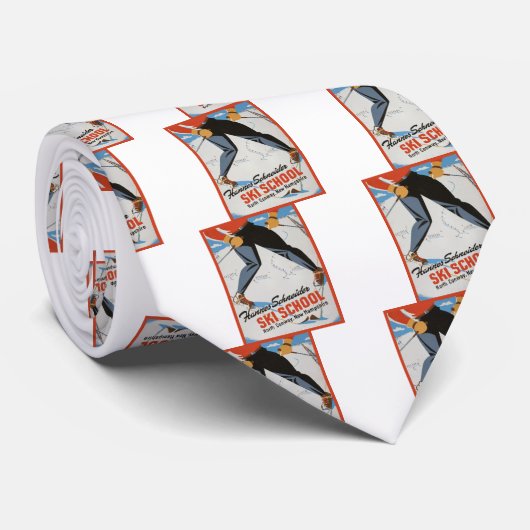 ski-poster, Hannes Schneider Ski School Stropdas (Opgerold)