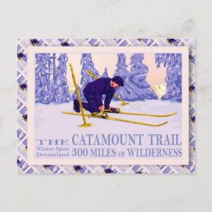 Ski poster, het Catamount Trail Briefkaart