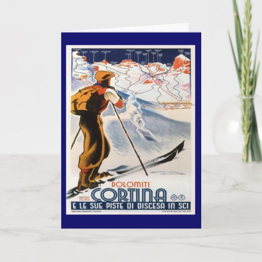 Ski Poster, Italië, Dolomites Cortina Feestdagen Kaart (Voorkant)