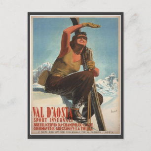 Ski Poster, Italië, Val d'Aosta Briefkaart
