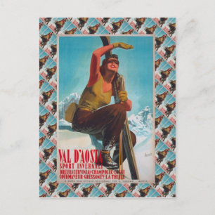 Ski Poster, Italië, Val d'Aosta Briefkaart