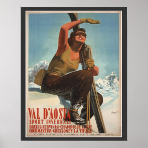  Ski Poster, Italië, Val d'Aosta Poster