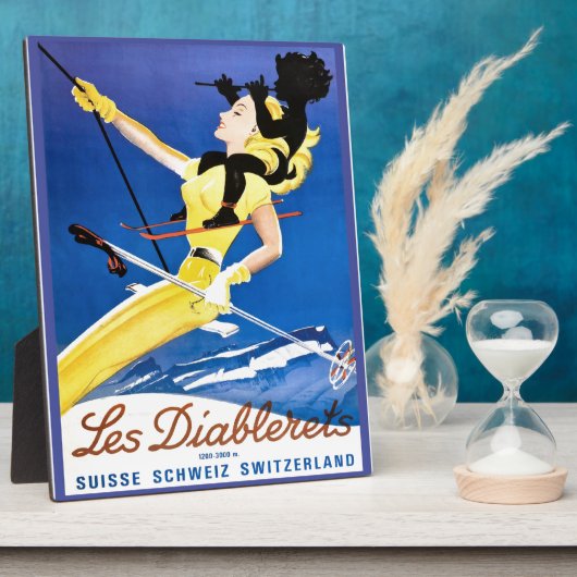 Ski poster, Les Diablerets, Zwitserland Fotoplaat (Zijkant)