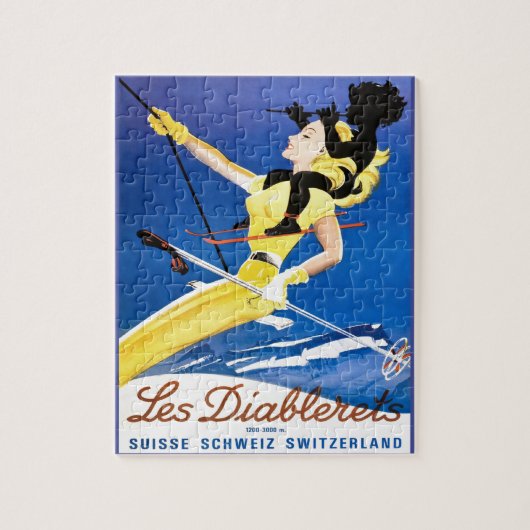  Ski poster, Les Diablerets, Zwitserland Legpuzzel (Verticaal)