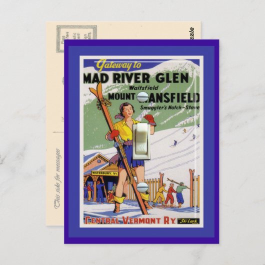  Ski Poster, Mad River Glen Briefkaart (Voorkant / Achterkant)