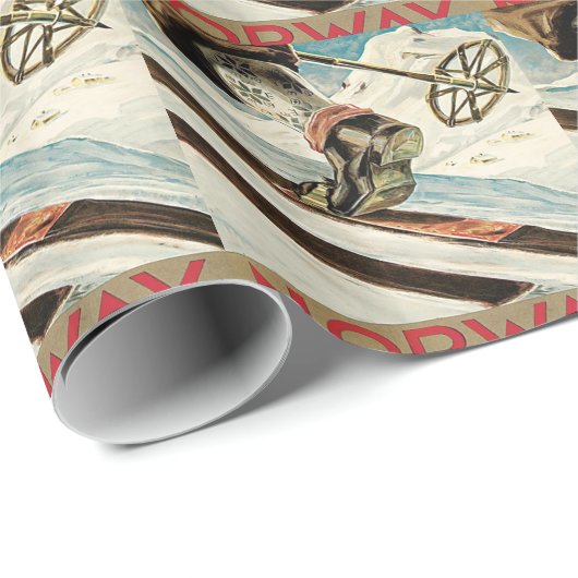  Ski poster, Noorwegen, de thuis van skiing Cadeaupapier (Rol Hoek)