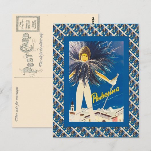  Ski Poster, Pontresina Briefkaart (Voorkant / Achterkant)