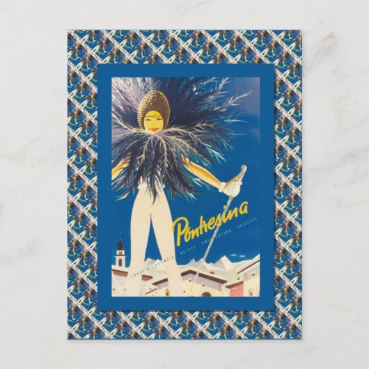  Ski Poster, Pontresina Briefkaart (Voorkant)