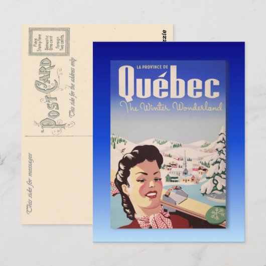 Ski Poster, Quebec Briefkaart (Voorkant / Achterkant)