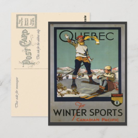  Ski Poster, Quebec Briefkaart (Voorkant / Achterkant)