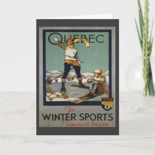  Ski poster, Quebec, winterwonderland Feestdagen Kaart