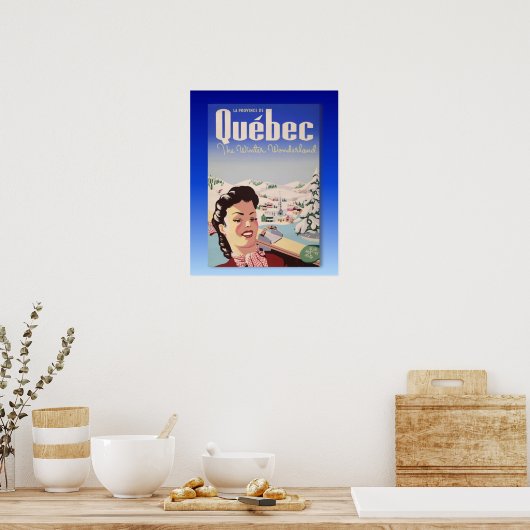  Ski poster, Quebec, winterwonderland Poster (Keuken)