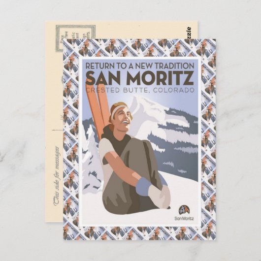  Ski Poster, San Moritz Crested Butte, Briefkaart (Voorkant / Achterkant)