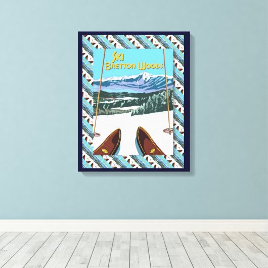 Ski poster, Ski Bretton Bossen Canvas Afdruk (Insitu (Houten vloer))