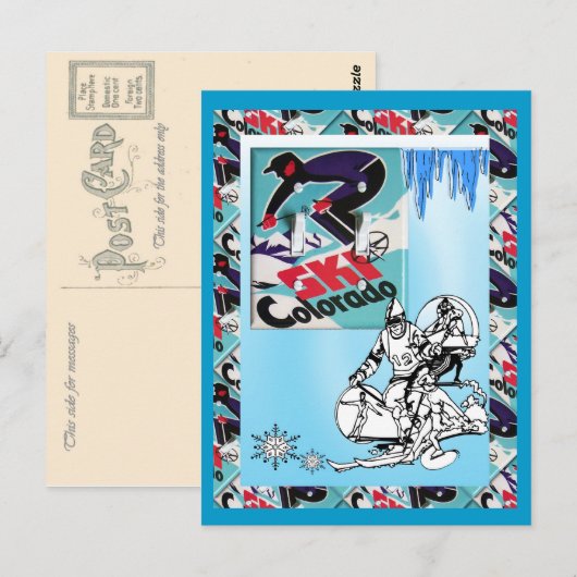  Ski Poster, Ski Colorado Briefkaart (Voorkant / Achterkant)