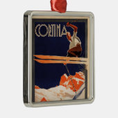 Ski Poster, Ski Cortina, Italië Metalen Ornament (Rechts)