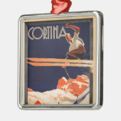 Ski Poster, Ski Cortina, Italië Metalen Ornament (Links)
