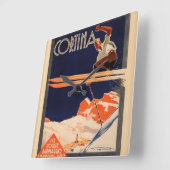  Ski Poster, Ski Cortina, Italië Vierkante Klok (Hoek)