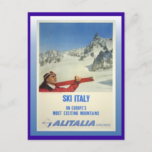 Ski Poster, Ski Italië, Alitalia Briefkaart (Voorkant)