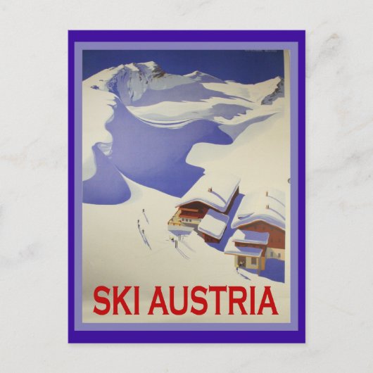  Ski Poster, Ski Oostenrijk Briefkaart (Voorkant)